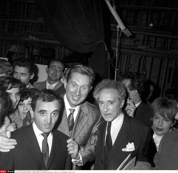 En récital avec Charles Trénet et Jean Cocteau à L'Alhambra à Paris en 1960