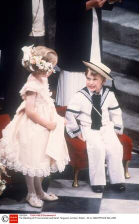 Le prince William facétieux au mariage du prince Andrew et de Sarah Ferguson, le 23 juillet 1986