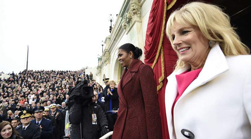 Michelle Obama, elle, a malgré tout tenu à garder le sourire jusqu'à la fin