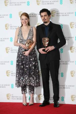 Emma Stone, récompensée, a assistée à la Cérémonie des Bafta avec Damien Chazelle, réalisateur de La La Land