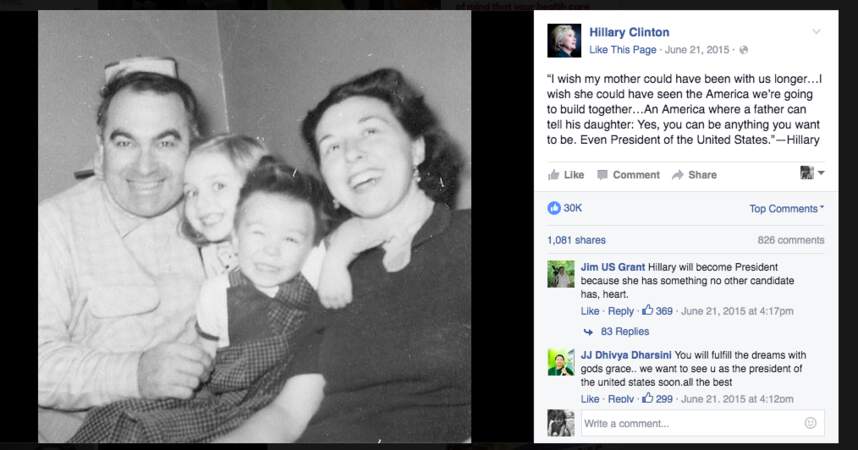 La petite Hillary avec ses parents Dorothy et Hugh, et l'un de ses deux frères