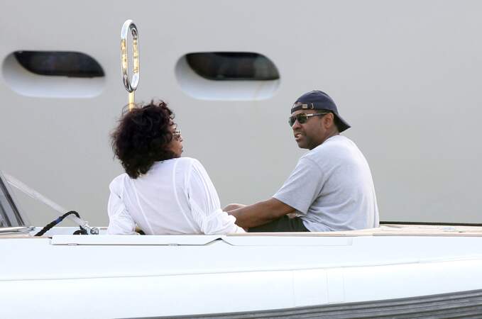 Denzel Washington et sa femme Pauletta sur leur yatch. 