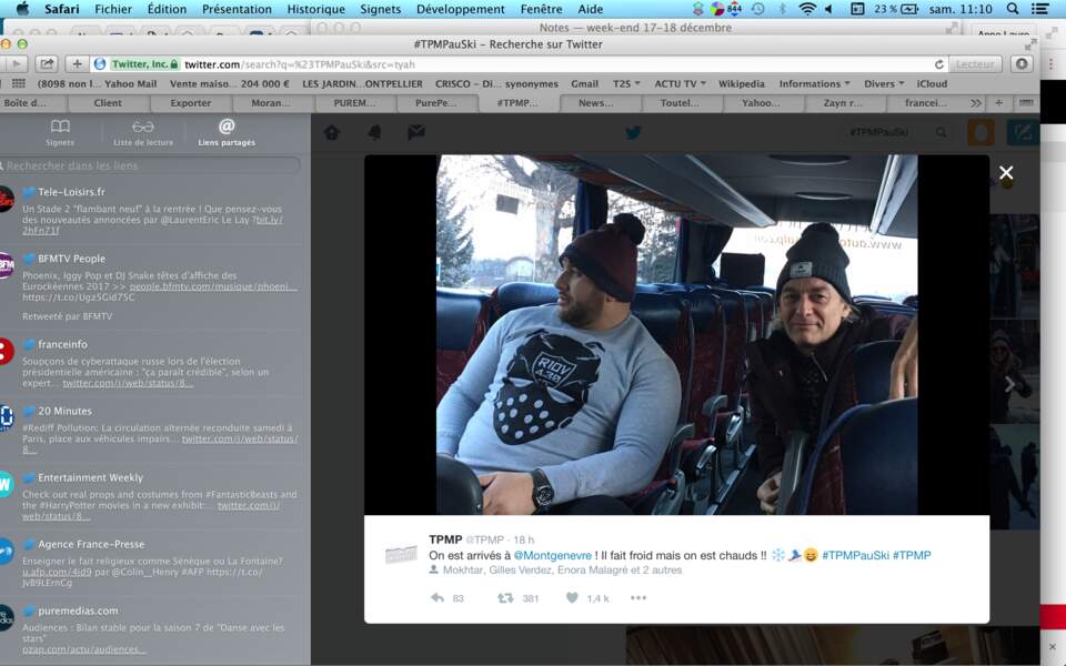 Après le TGV, le bus. Mokhtar et Gilles Verdez découvrent la neige qui tombe à Montgenèvre