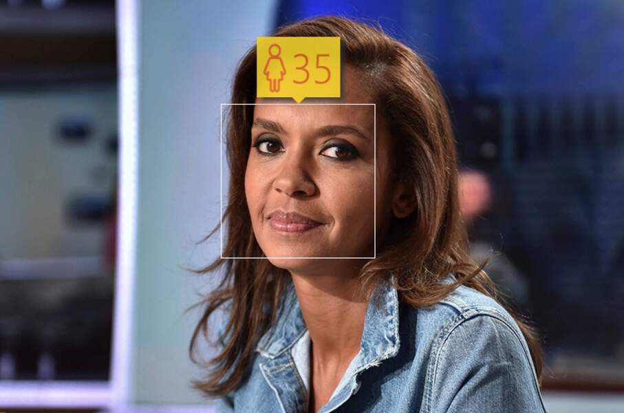 Karine Le Marchand. L'âge donné par le logiciel : 35 ans. 