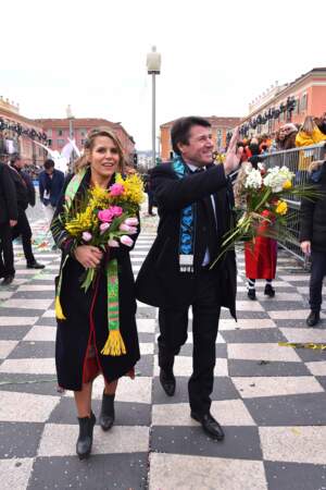 Christian Estrosi et son épouse Laura Tenoudji ont assisté au Carnaval de Nice 