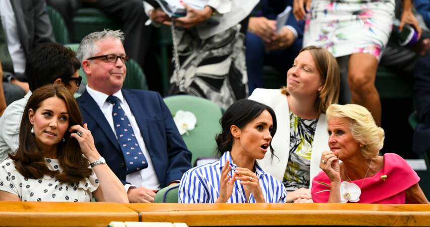 Kate Middleton et Meghan Markle complices à Wimbledon le 14 juillet 2018