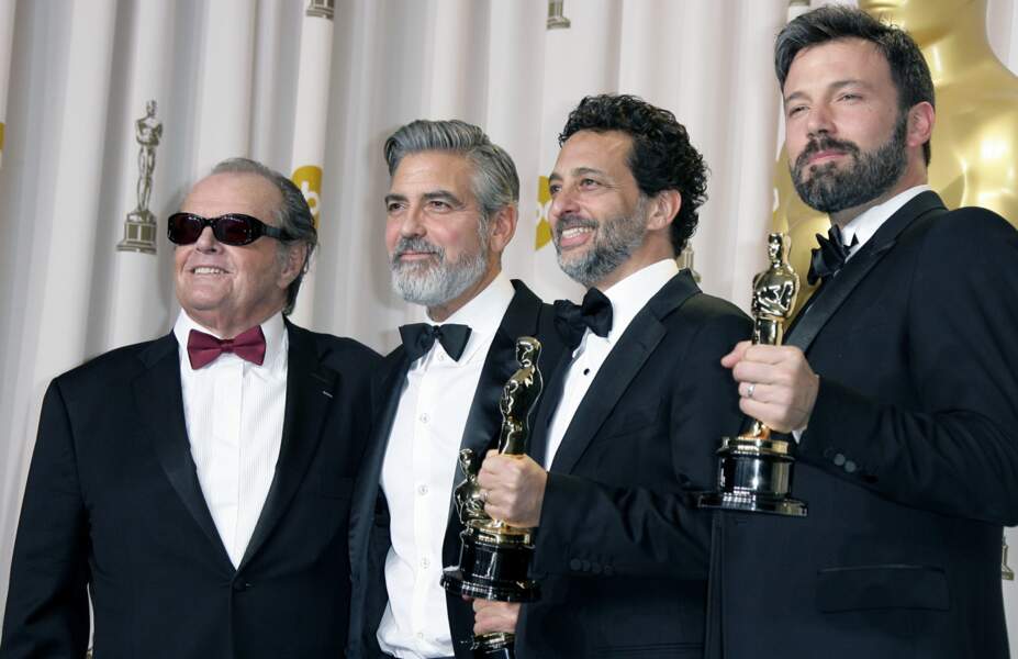Jolie brochette pour la récompense du film Argo : Jack Nicholson, George Clooney, Grant Heslov et Ben Affleck