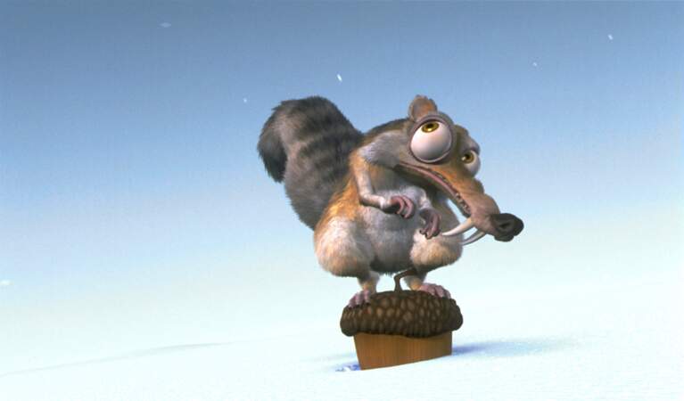 Scrat l'écureil et sa fameuse noisette, à l'origine de bien des ennuis dans L'Age de glace (2001)