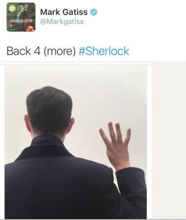 L'annonce de Mark Gatiss (Mycroft Holmes) sur Twitter : "de retour pour une 4ème saison #Sherlock" 