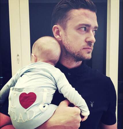 L'acteur chanteur Justin Timberlake et son fils Silas, qu'il a eu avec Jessica Biel