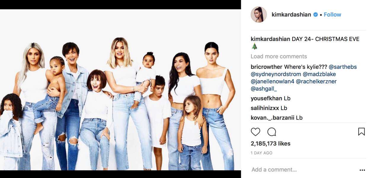 Kim Kardashian a posté une photo de famille… l'avant-dernière de son calendrier de l'Avent