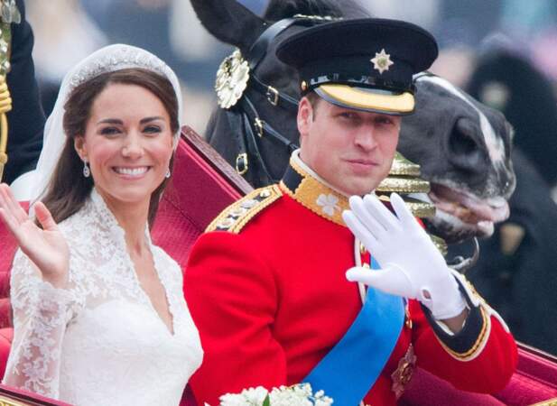 Kate Middleton et le Prince William, le jour de leur mariage, le 29 avril 2011 à Londres. 