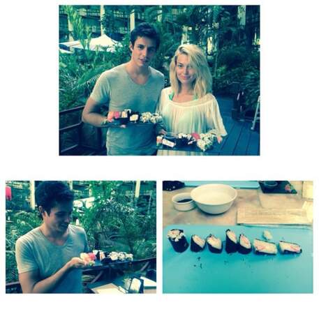 Trop mignon, le couple a appris à faire des sushis (coeur avec les doigts !)