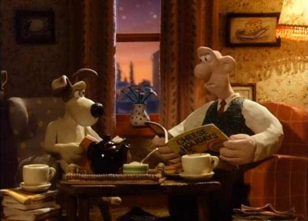 Wallace et Gromit, héros emblématiques d'Aardman, ici dans leur première aventure, Une grande excursion (1989)