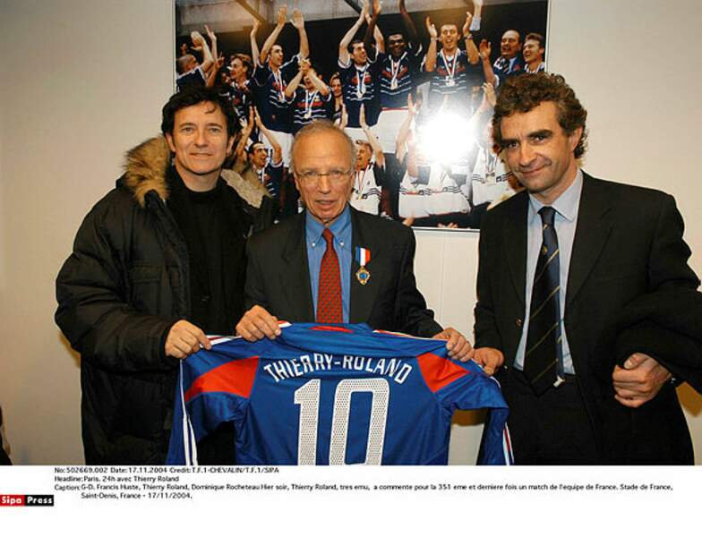 Fan des Bleus, Francis Huster heureux aux côtés de Thierry Roland et l'Ange Vert Rocheteau