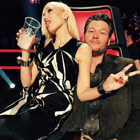 Les chanteurs Gwen Stefani et Blake Shelton, tous deux coaches de The Voice US. 