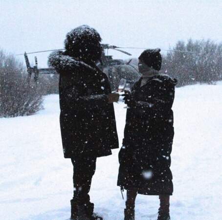 Beyoncé et Jay-Z ou le luxe de siroter du champagne tranquillement dans la neige ! 