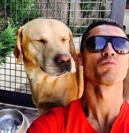 Puisqu'on vous le dit que le selfie avec chien est tendance : Cristiano Ronaldo s'y met également !