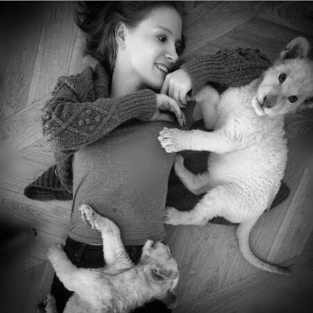 Jessica Chastain et ses petits lionceaux.