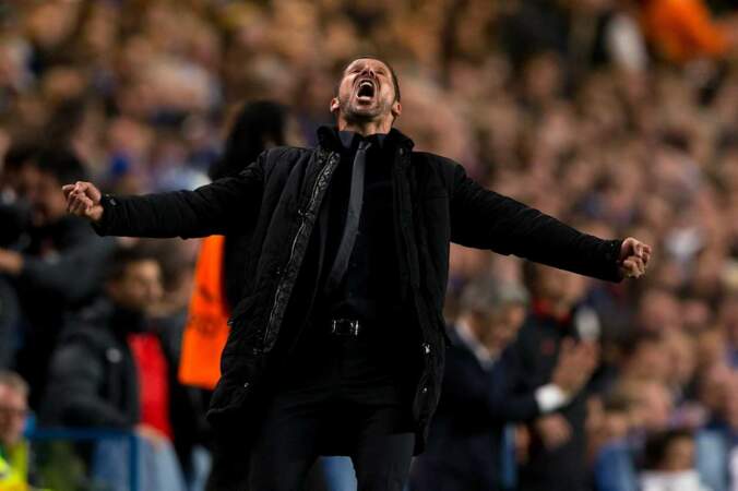 Diego Simeone explose de joie après la victoire de l'Atlético Madrid face à Chelsea (3 à 1) 