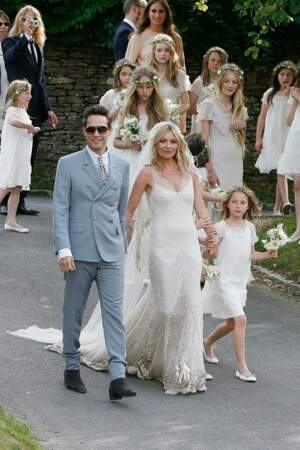 Esprit hippie chic pour la robe de Kate Moss, 38 ans, lors de son mariage avec le musicien Jamie Hince (2011)