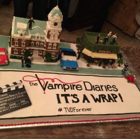 Pour la fin de la série, l'équipe de Vampire Diaries a eu droit à un gâteau grandiose ! 