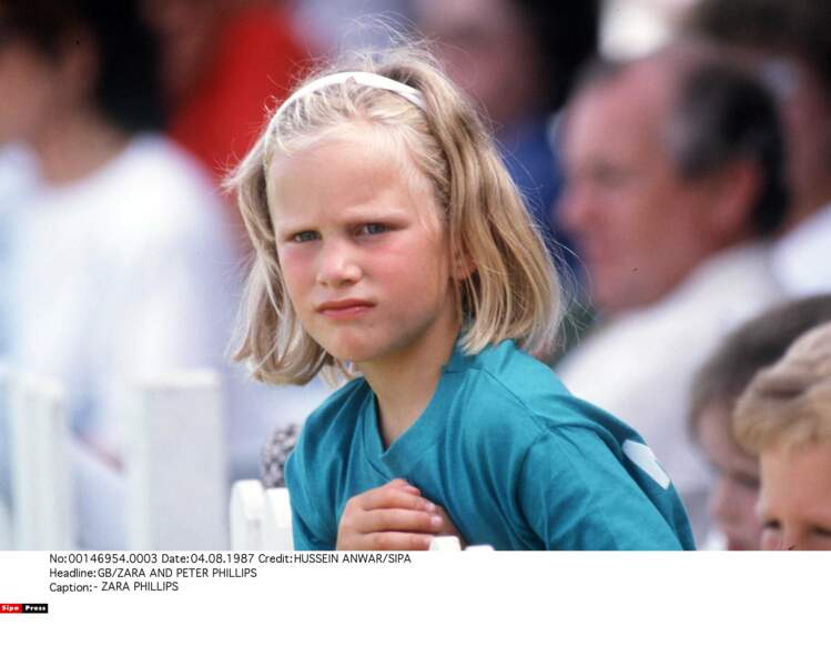 Sa petite soeur, Zara, à l'âge de 6 ans, en 1987
