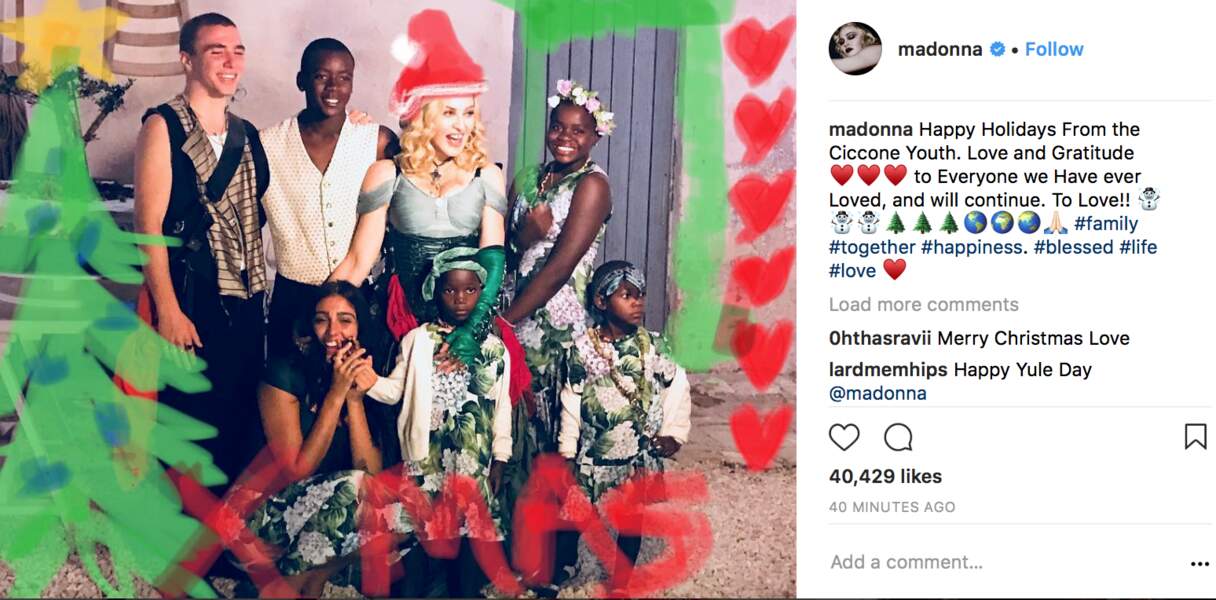Pour ses vœux, Madonna a ressorti une photo de l'an passé
