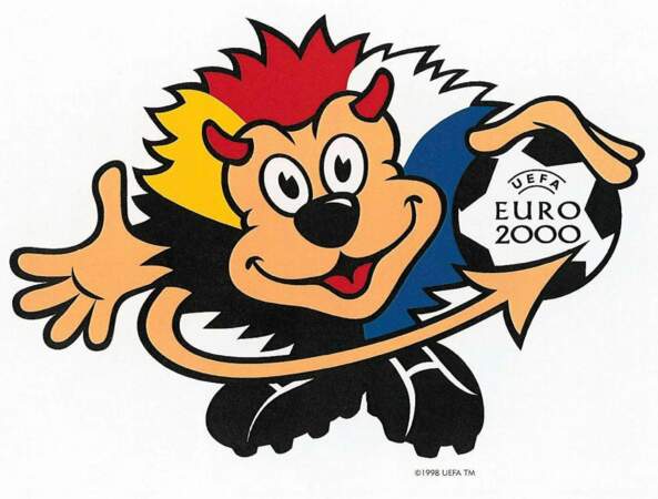 Voici Benelucky, la mascotte de la Belgique et des Pays-Bas en 2000. Un mix entre Goaliath et un petit diable ?