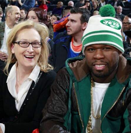 On n'aurait pas osé le parier, mais 50 Cent aime aller au stade avec Meryl Streep ! 