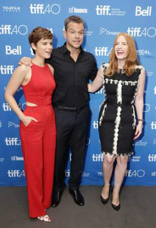 Kate Mara, Matt Damon et Jessica Chastain, le trio glamour de "Seul Sur mars", le blockbuster de Ridley Scott.