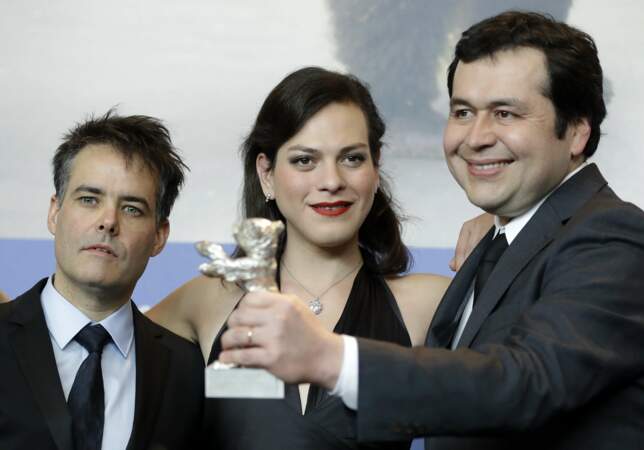 L'équipe de Una mujer fantastica : le cinéaste Sebastian Lelio, l'actrice Daniela Vega and l'auteur Gonzalo Maza