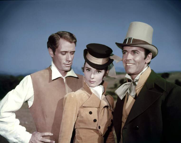 Entre son mari Mel Ferrer et Henry Fonda, dans "Guerre et paix" (King Vidor, 1956)