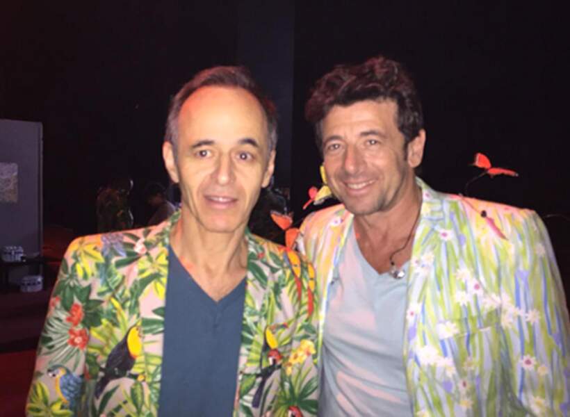 Jean-Jacques Goldman et Patrick Bruel, en tenue, pour le premier concert des Enfoirés 2015
