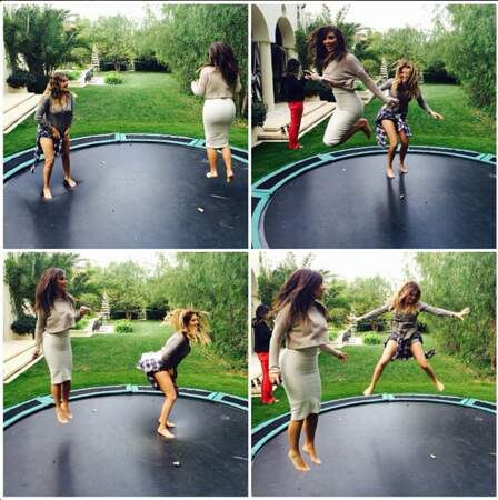 Et on termine avec la famille Kardashian qui s'éclate au trampoline
