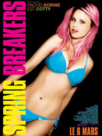 Affiche de Spring Breakers avec Rachel Korine qui arbore une couleur de cheveux osée