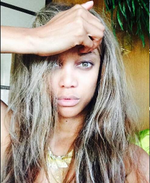 Le top model Tyra Banks sans maquillage