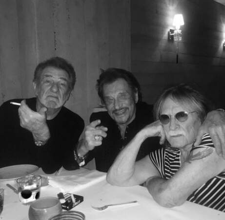 Et Johnny était avec ses potos Eddy Mitchell et Christophe. 