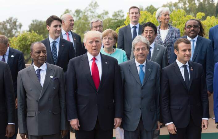 Le voici lors du G7 du 27 mai 2017, avec plusieurs chefs d'Etat 