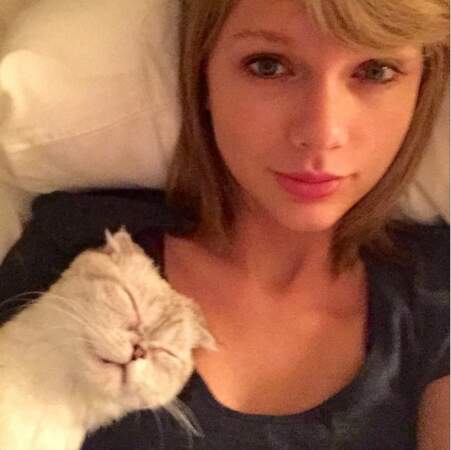 On adore Taylor Swift qui dort avec ses chats !