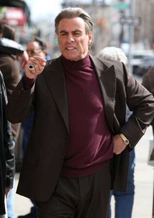 John Travolta sur le tournage du film La vie et la mort de John Gotti à New York