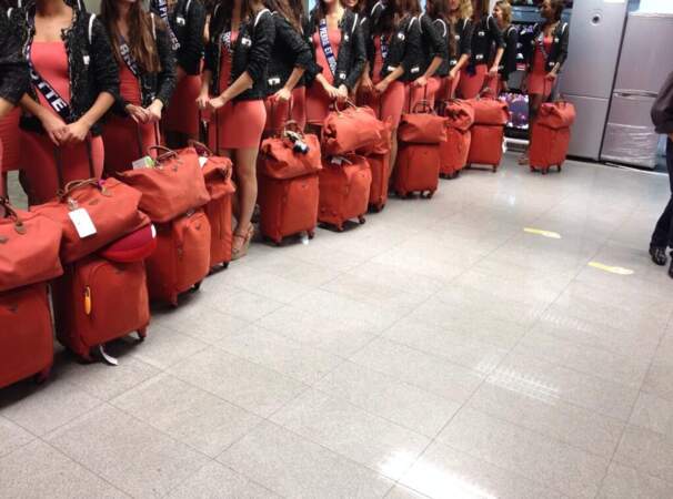 A qui appartiennent ces valises ? Aux 33 candidates à l'élection de Miss France 2014