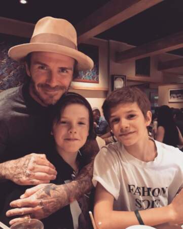 Trois beaux gosses du clan Beckham : David, Cruz et Romeo. 