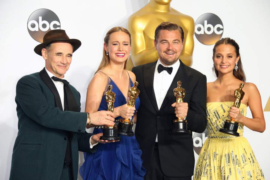 Mark Rylance, Brie Larson, Leonardo DiCaprio et Alicia Vikander, tous les acteurs récompensés