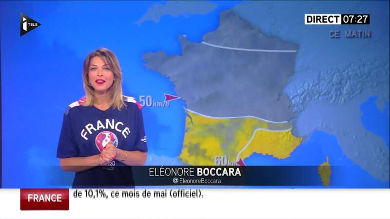 La miss Météo Eleonore Boccara a sorti son maillot pour célébrer la victoire des Bleus