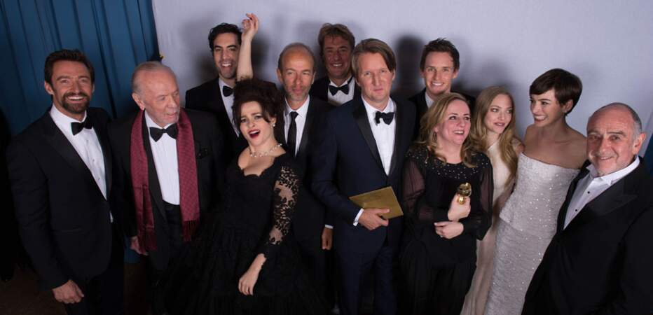 La troupe des Misérables, sacré meilleure comédie, portée par Hugh Jackman et Anne Hathaway tous deux récompensés. 