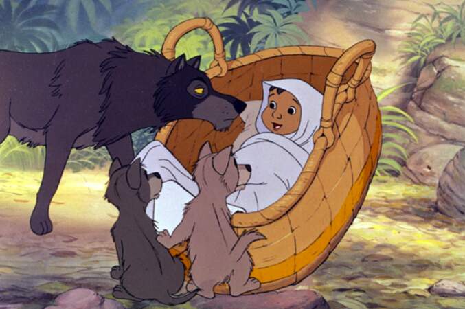 Quand Rama et ses louveteaux découvrent Mowgli devant leur tannière, ils décident de l'adopter