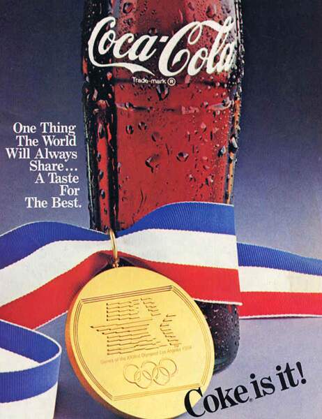 Affiche Coca Cola de 1984 - Partenaire des Jeux Olympiques de Los Angeles