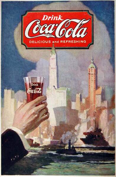 Affiche Coca Cola de 1920 - A l'assaut des grandes villes