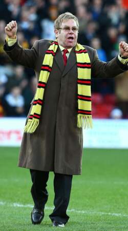 Pour Watford, son club de coeur, Elton John mouille le maillot (crédit photo : Matthew Impey/SIPA) 
